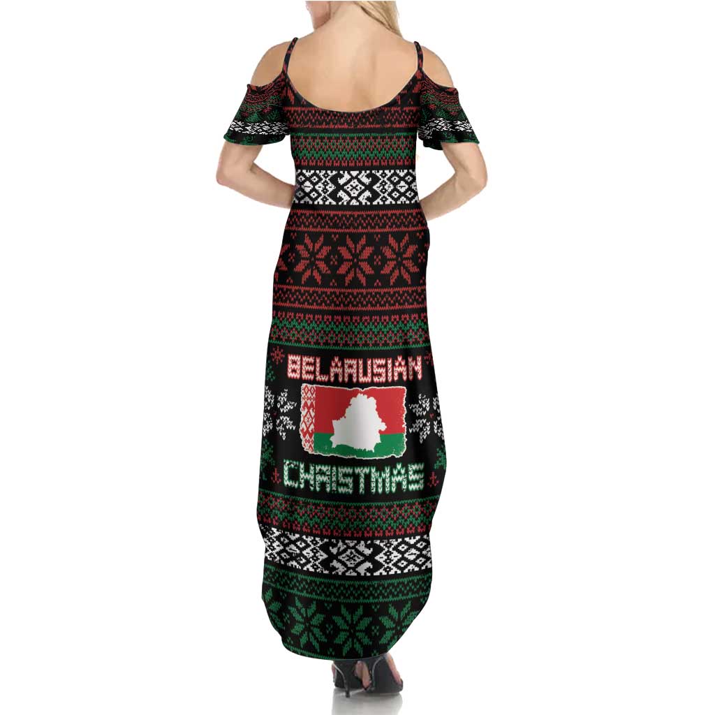Belarus Christmas Summer Maxi Dress Flag With Belarusian Patterns - Wonder Print Shop
