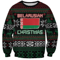Belarus Christmas Sweatshirt Flag With Belarusian Patterns - Wonder Print Shop