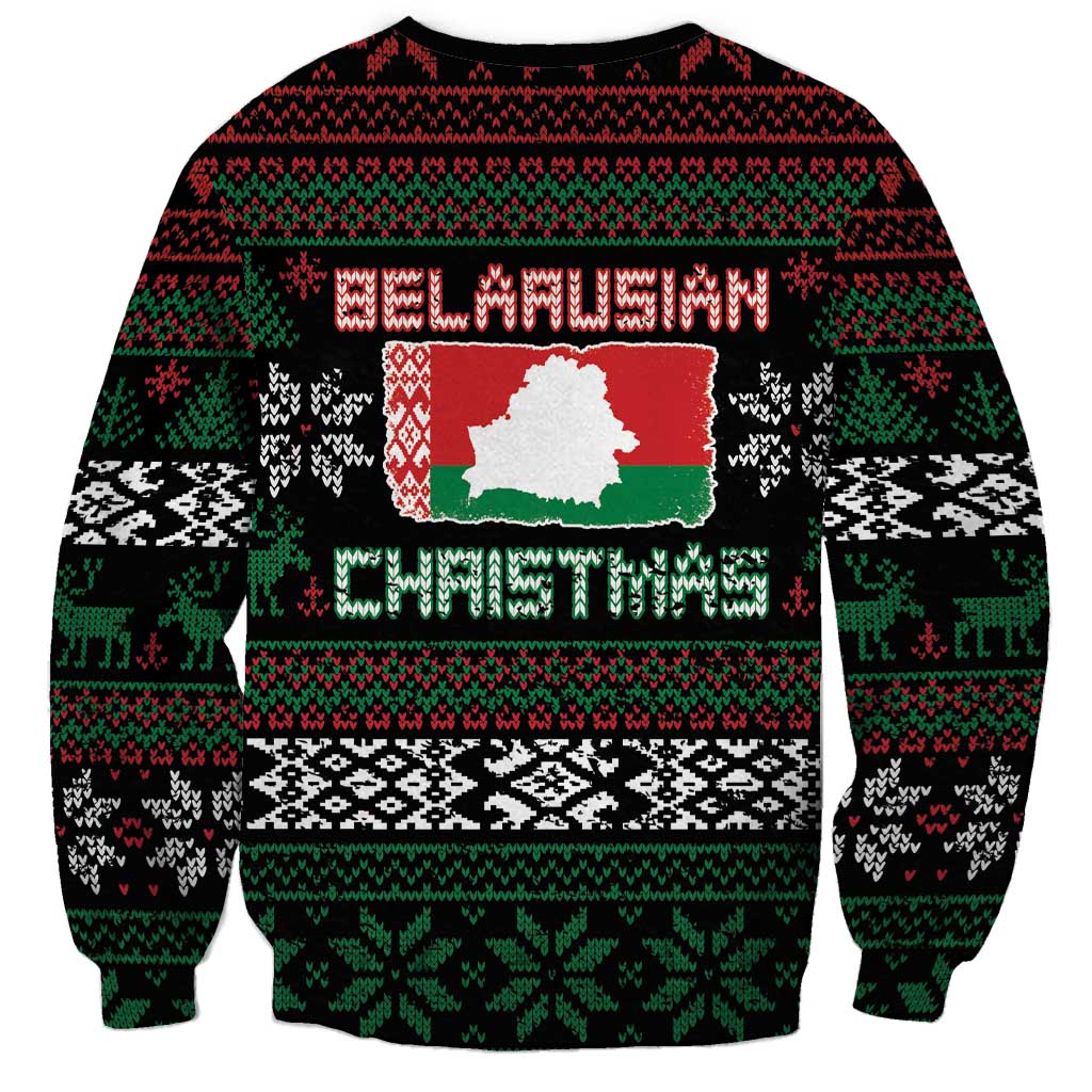 Belarus Christmas Sweatshirt Flag With Belarusian Patterns - Wonder Print Shop