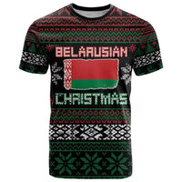 Belarus Christmas T Shirt Flag With Belarusian Patterns - Wonder Print Shop