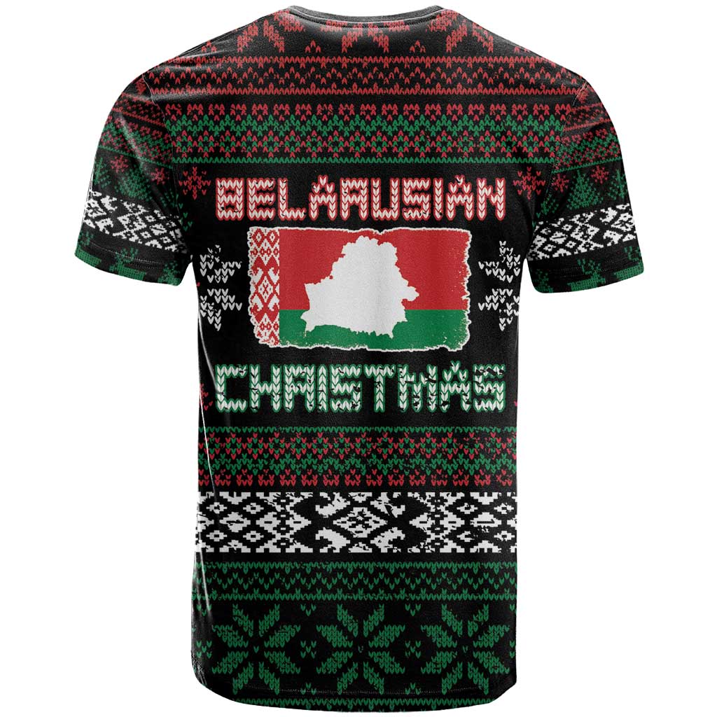 Belarus Christmas T Shirt Flag With Belarusian Patterns - Wonder Print Shop