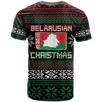Belarus Christmas T Shirt Flag With Belarusian Patterns - Wonder Print Shop