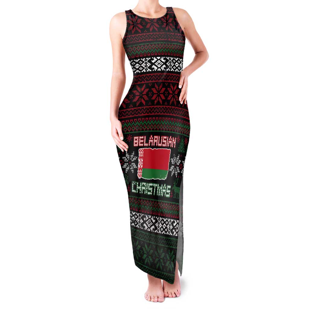 Belarus Christmas Tank Maxi Dress Flag With Belarusian Patterns - Wonder Print Shop