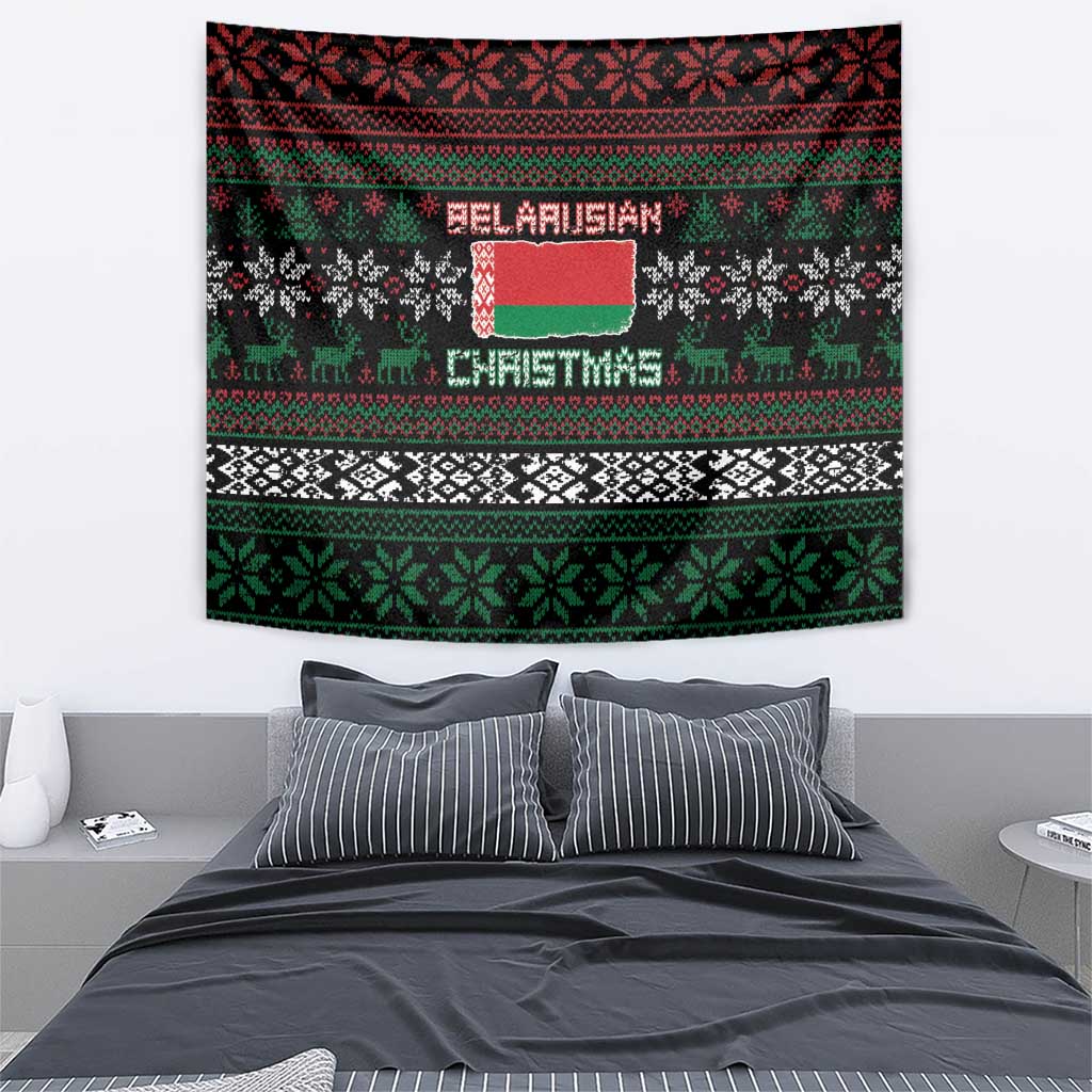 Belarus Christmas Tapestry Flag With Belarusian Patterns - Wonder Print Shop