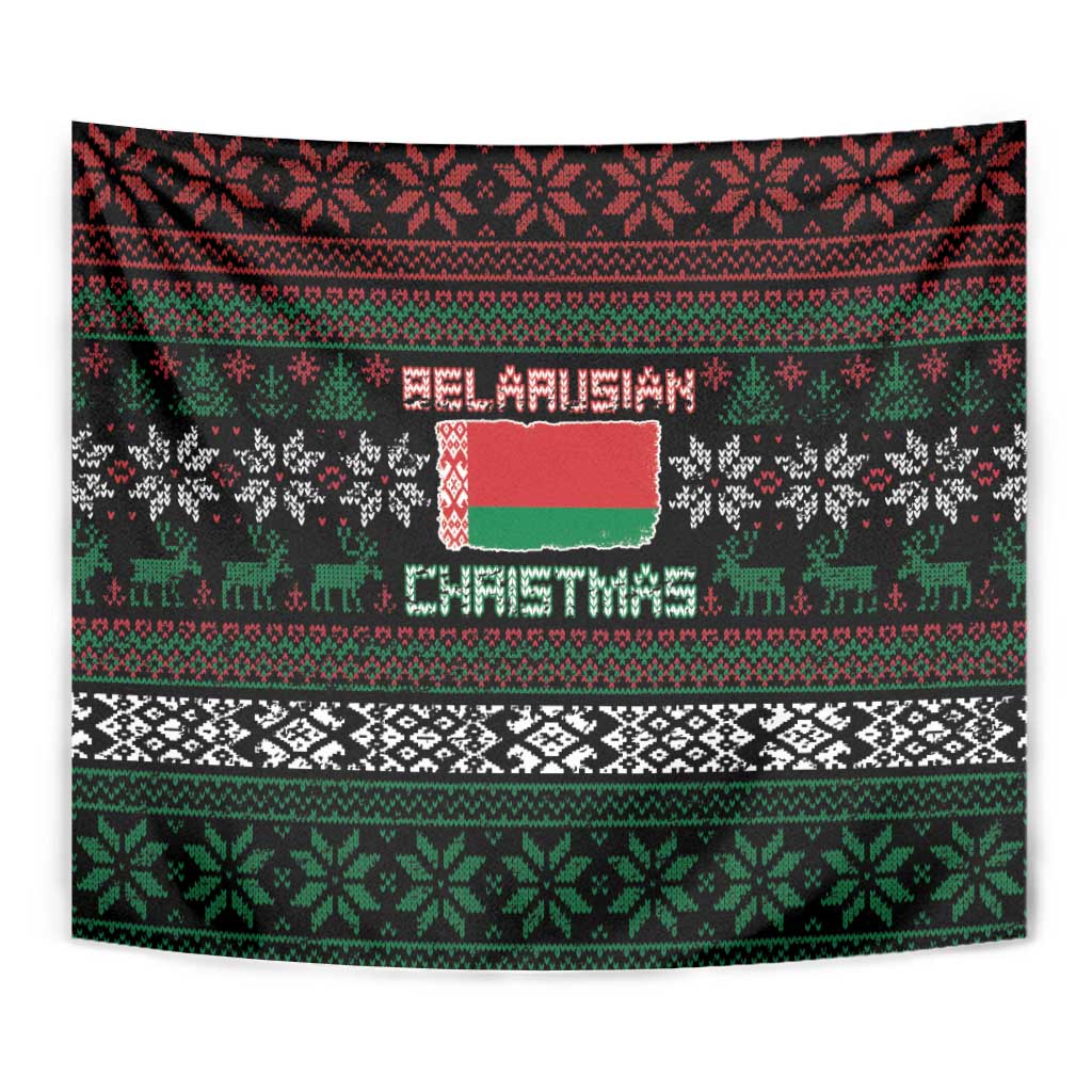 Belarus Christmas Tapestry Flag With Belarusian Patterns - Wonder Print Shop
