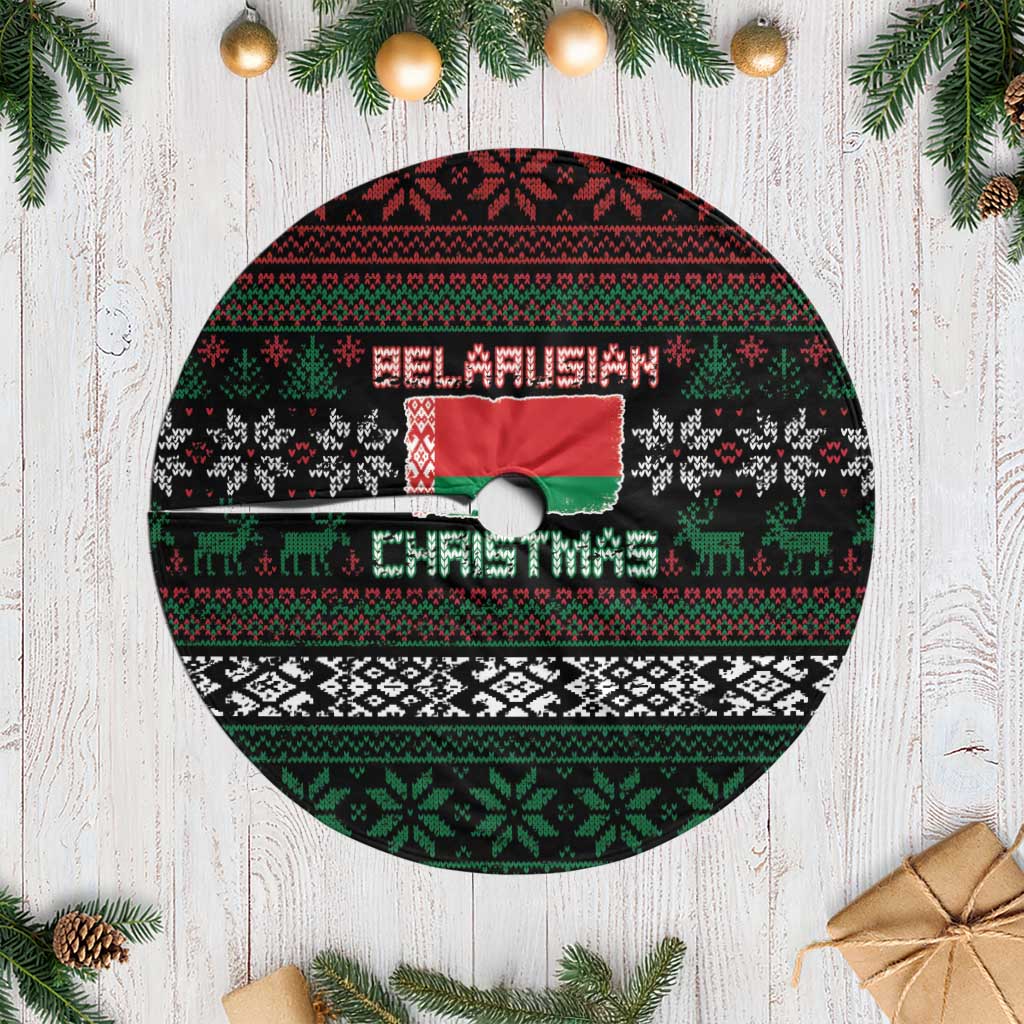 Belarus Christmas Tree Skirt Flag With Belarusian Patterns - Wonder Print Shop