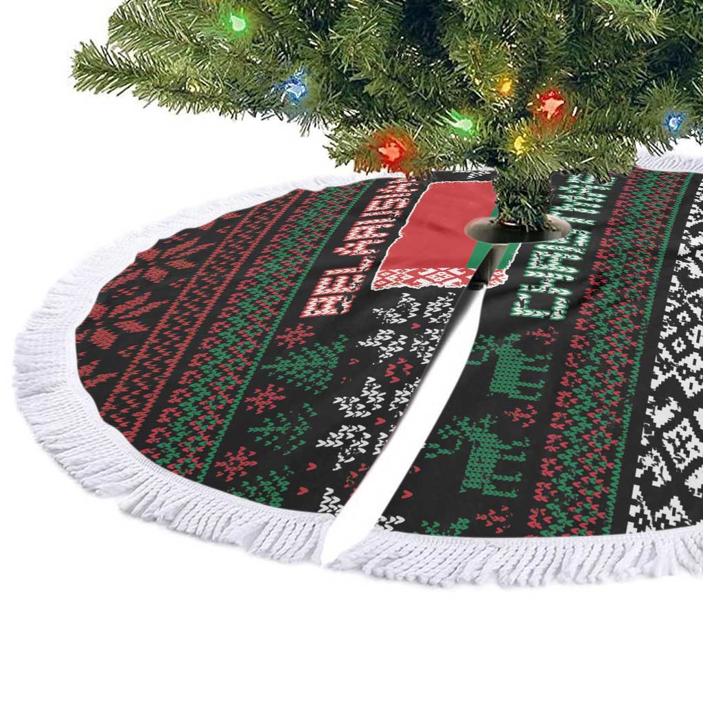 Belarus Christmas Tree Skirt Flag With Belarusian Patterns - Wonder Print Shop