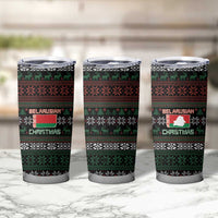 Belarus Christmas Tumbler Cup Flag With Belarusian Patterns - Wonder Print Shop