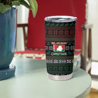 Belarus Christmas Tumbler Cup Flag With Belarusian Patterns - Wonder Print Shop
