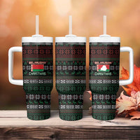 Belarus Christmas Tumbler With Handle Flag With Belarusian Patterns - Wonder Print Shop