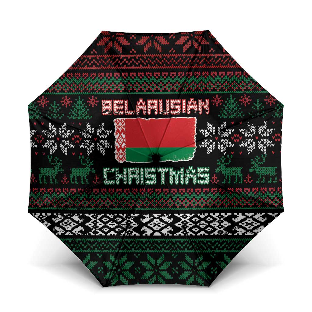 Belarus Christmas Umbrella Flag With Belarusian Patterns - Wonder Print Shop