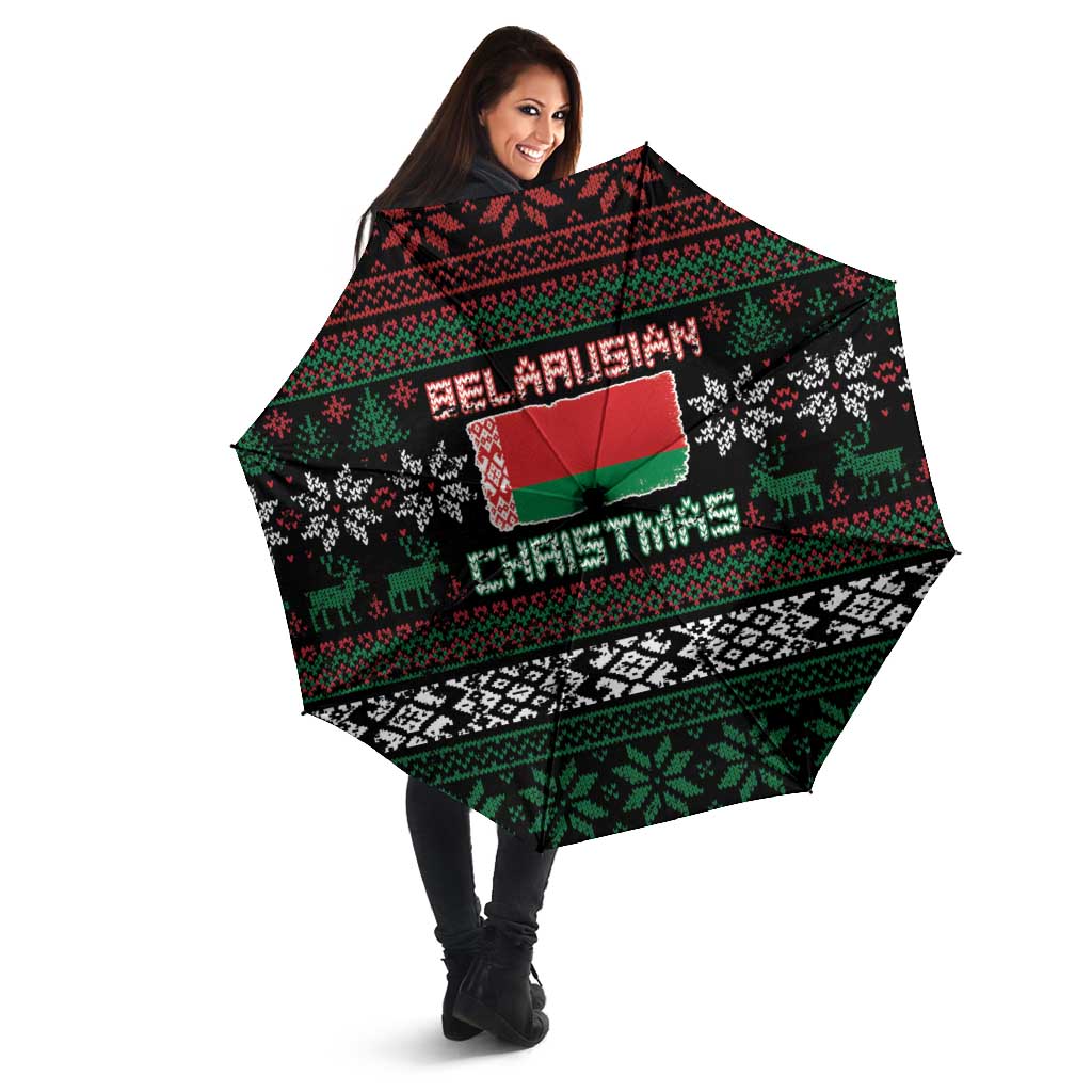 Belarus Christmas Umbrella Flag With Belarusian Patterns - Wonder Print Shop