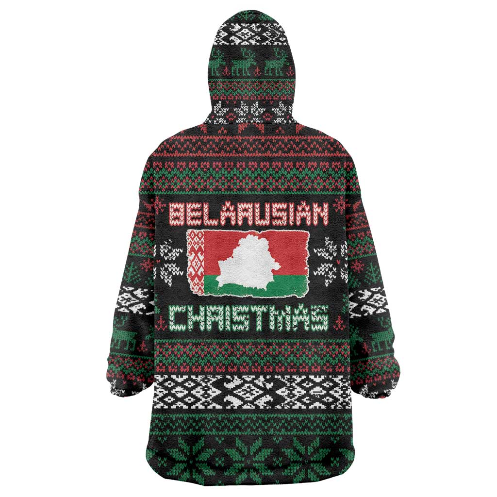 Belarus Christmas Wearable Blanket Hoodie Flag With Belarusian Patterns - Wonder Print Shop