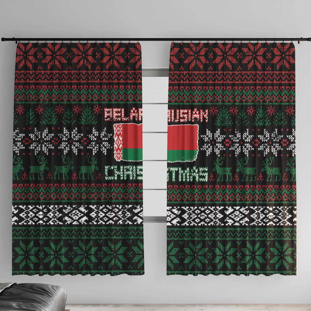 Belarus Christmas Window Curtain Flag With Belarusian Patterns - Wonder Print Shop