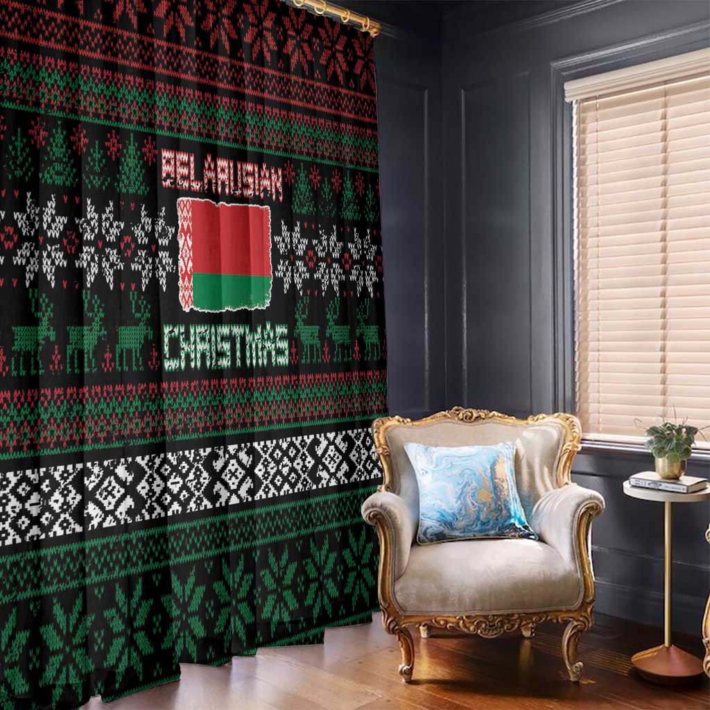 Belarus Christmas Window Curtain Flag With Belarusian Patterns - Wonder Print Shop