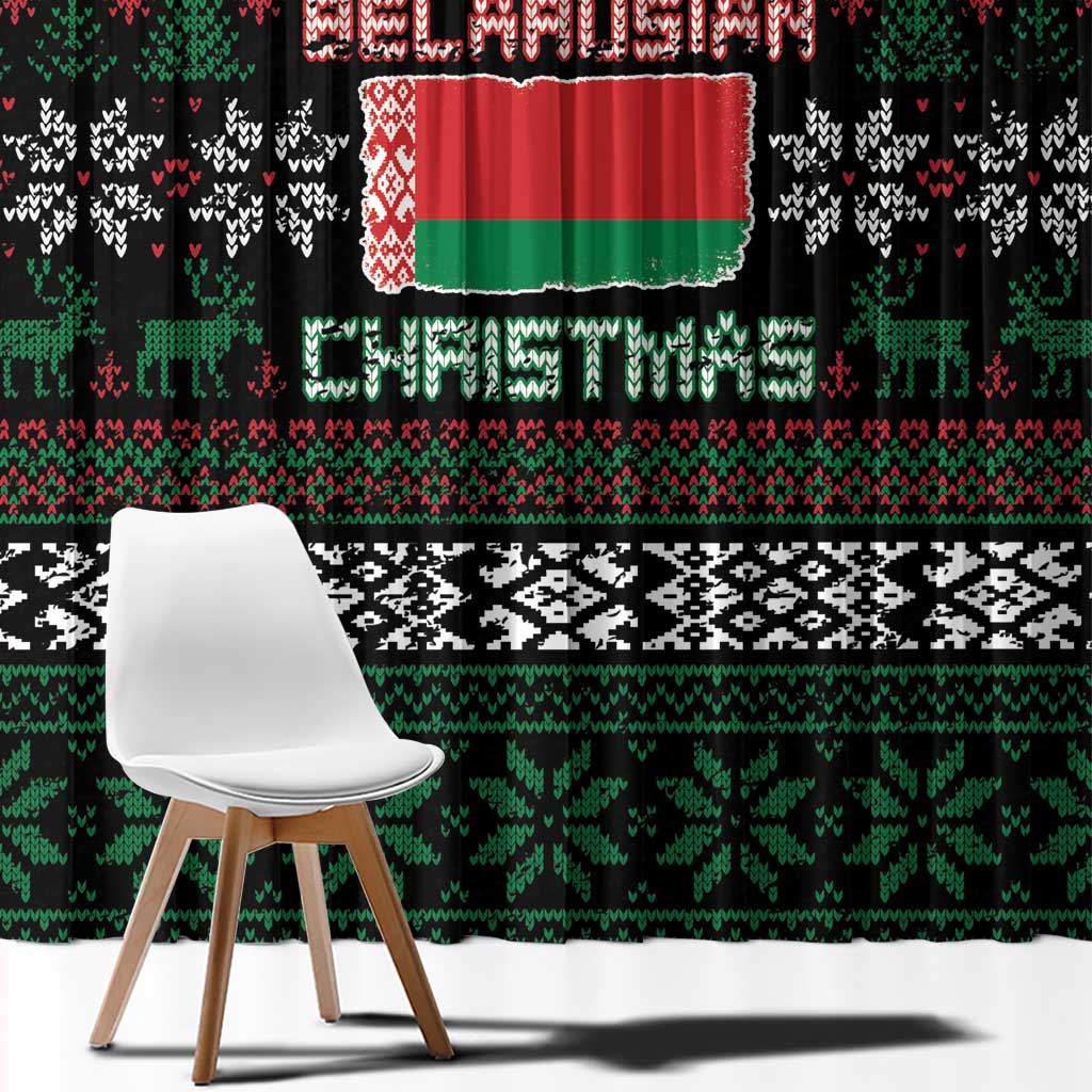 Belarus Christmas Window Curtain Flag With Belarusian Patterns - Wonder Print Shop