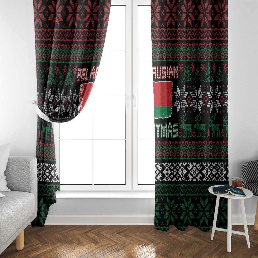 Belarus Christmas Window Curtain Flag With Belarusian Patterns - Wonder Print Shop