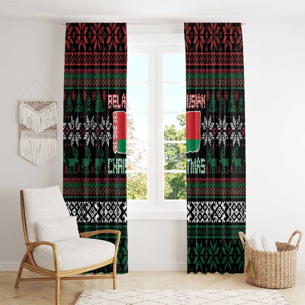 Belarus Christmas Window Curtain Flag With Belarusian Patterns - Wonder Print Shop