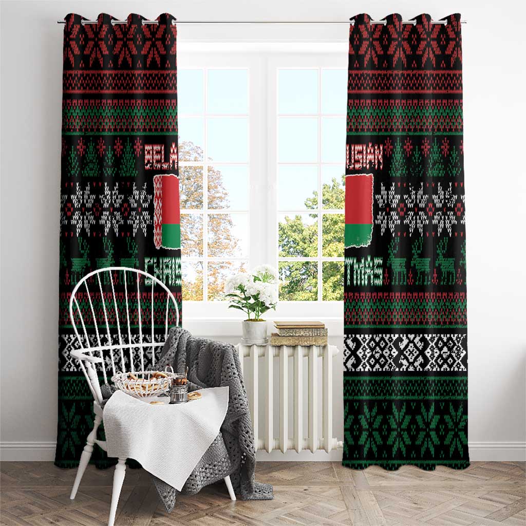 Belarus Christmas Window Curtain Flag With Belarusian Patterns - Wonder Print Shop