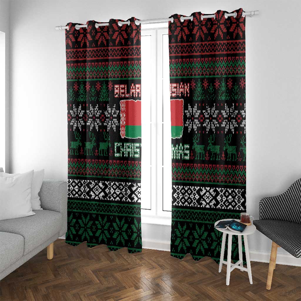 Belarus Christmas Window Curtain Flag With Belarusian Patterns - Wonder Print Shop
