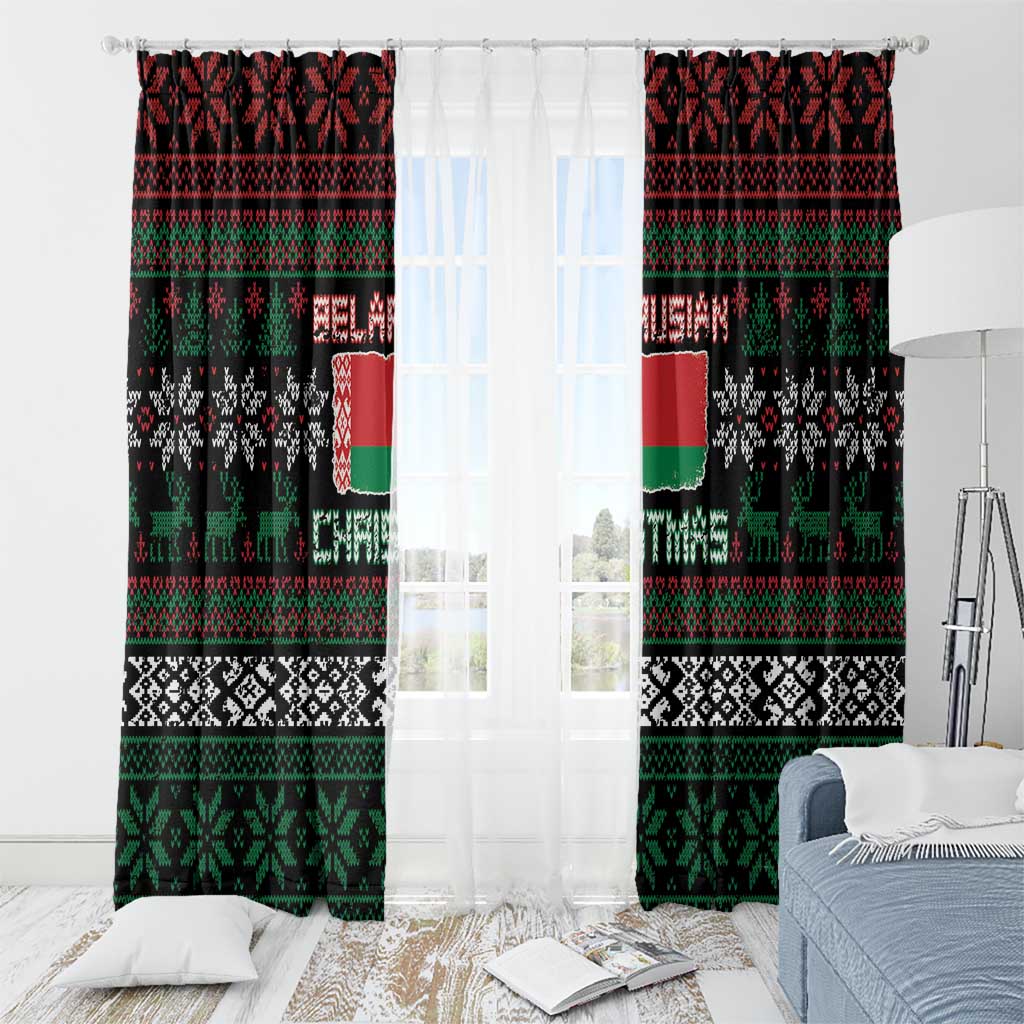 Belarus Christmas Window Curtain Flag With Belarusian Patterns - Wonder Print Shop