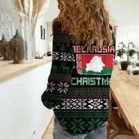 Belarus Christmas Women Casual Shirt Flag With Belarusian Patterns - Wonder Print Shop