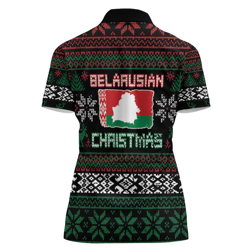 Belarus Christmas Women Polo Shirt Flag With Belarusian Patterns - Wonder Print Shop