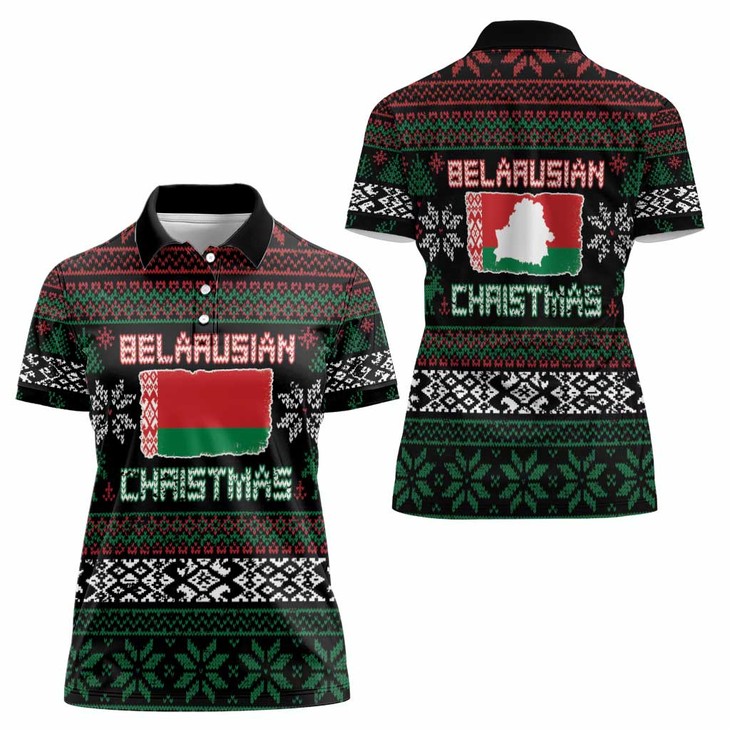 Belarus Christmas Women Polo Shirt Flag With Belarusian Patterns - Wonder Print Shop