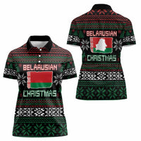 Belarus Christmas Women Polo Shirt Flag With Belarusian Patterns - Wonder Print Shop