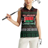 Belarus Christmas Women Sleeveless Polo Shirt Flag With Belarusian Patterns - Wonder Print Shop