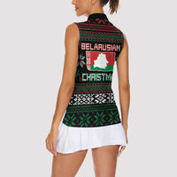 Belarus Christmas Women Sleeveless Polo Shirt Flag With Belarusian Patterns - Wonder Print Shop