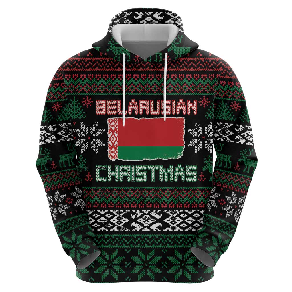 Belarus Christmas Zip Hoodie Flag With Belarusian Patterns - Wonder Print Shop