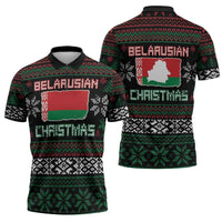Belarus Christmas Zipper Polo Shirt Flag With Belarusian Patterns - Wonder Print Shop
