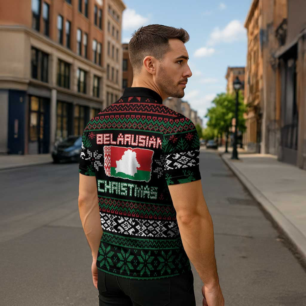 Belarus Christmas Zipper Polo Shirt Flag With Belarusian Patterns DT05