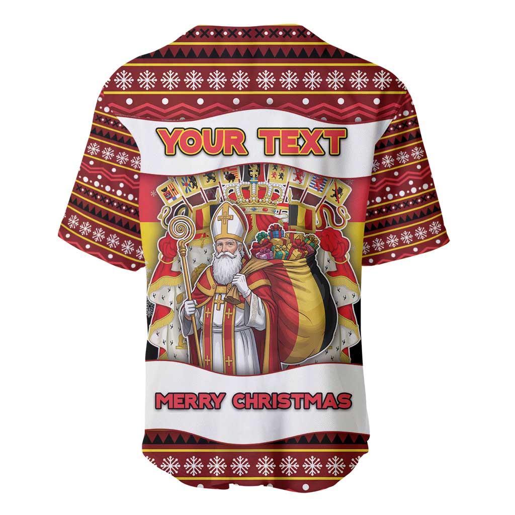 Personalized Belgium Baseball Jersey Saint Nicholas With Patterns Xmas - Wonder Print Shop