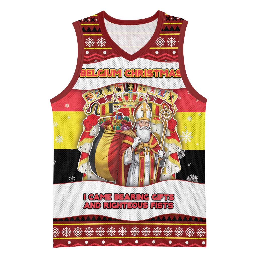 Personalized Belgium Basketball Jersey Saint Nicholas With Patterns Xmas - Wonder Print Shop