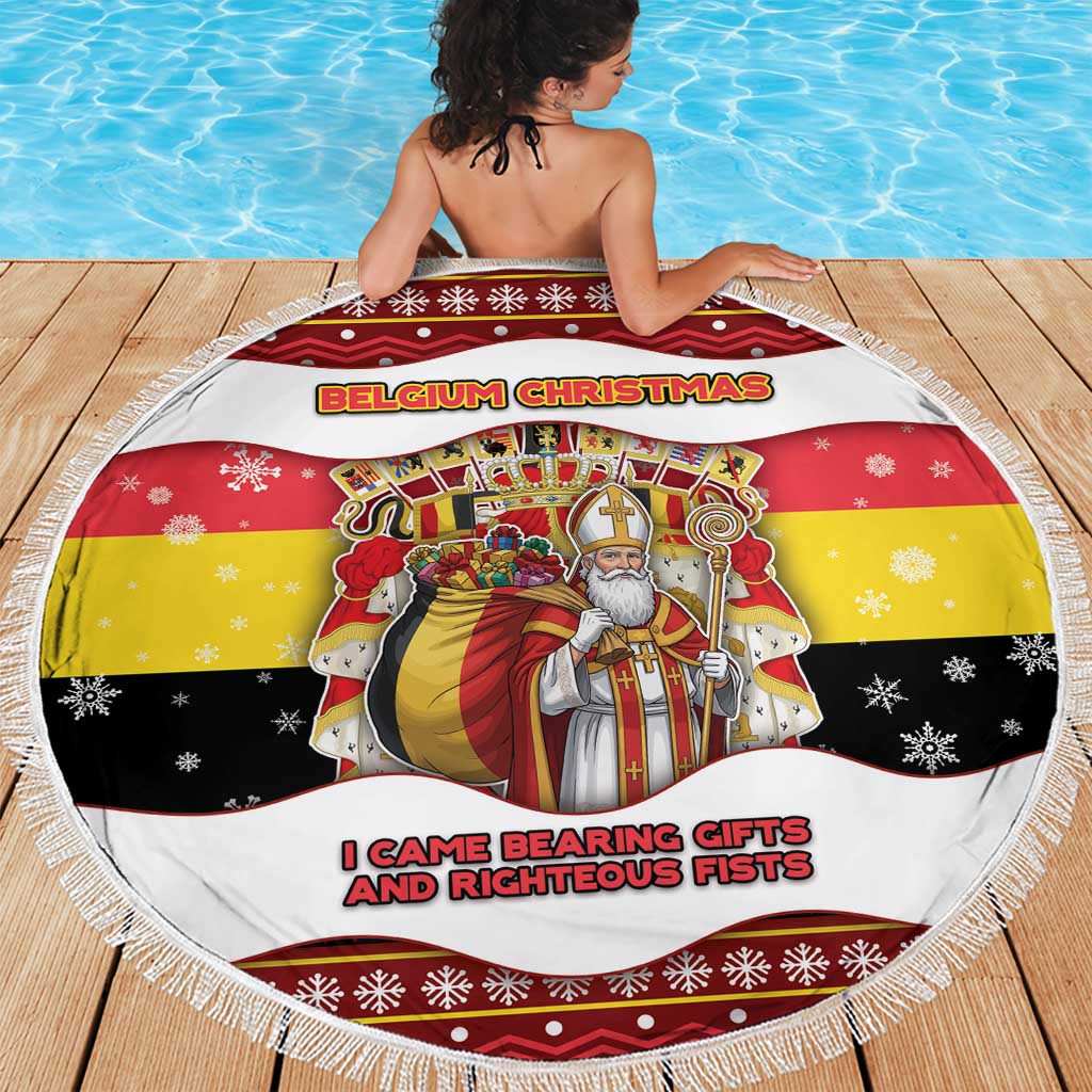 Belgium Beach Blanket Saint Nicholas With Patterns Xmas - Wonder Print Shop