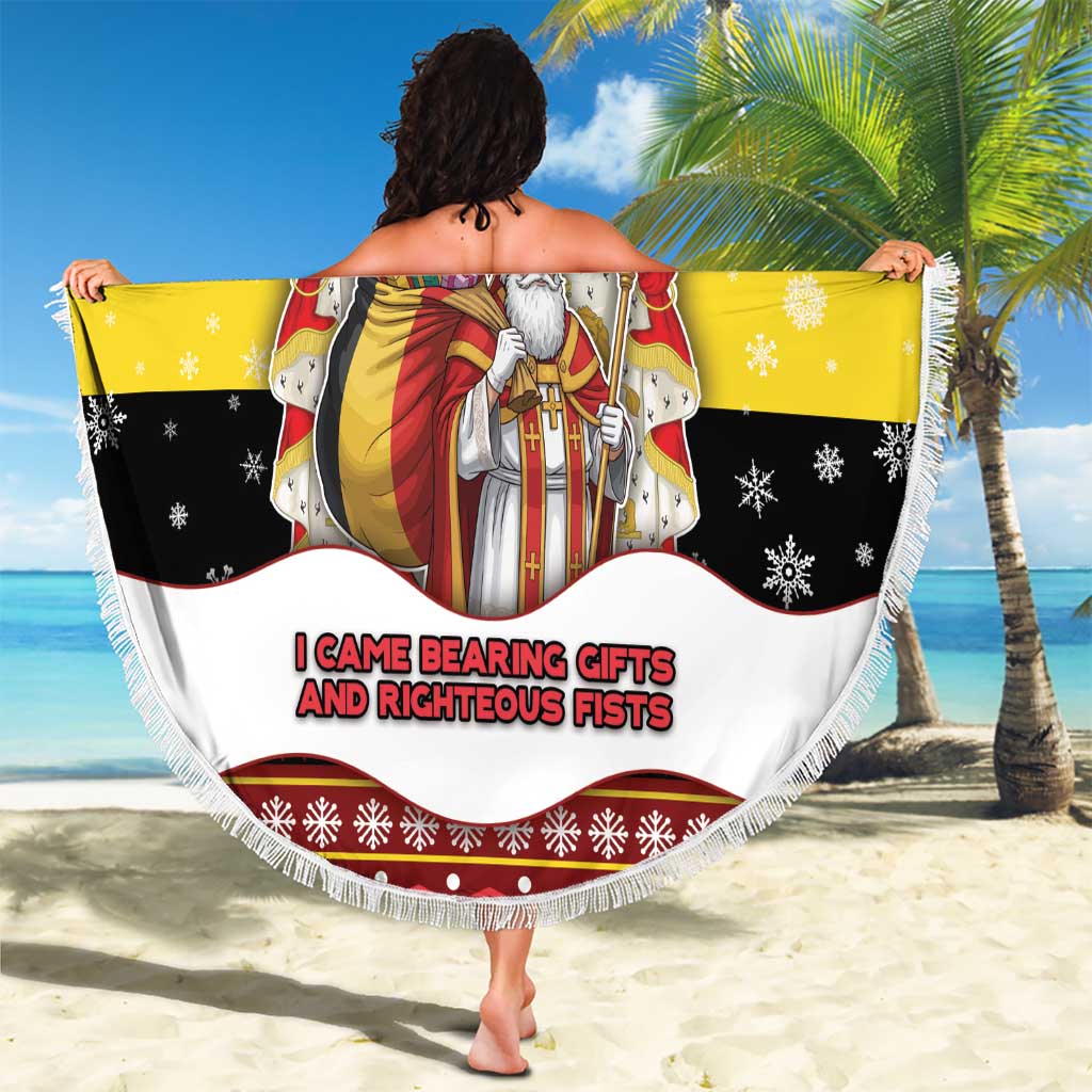 Belgium Beach Blanket Saint Nicholas With Patterns Xmas - Wonder Print Shop