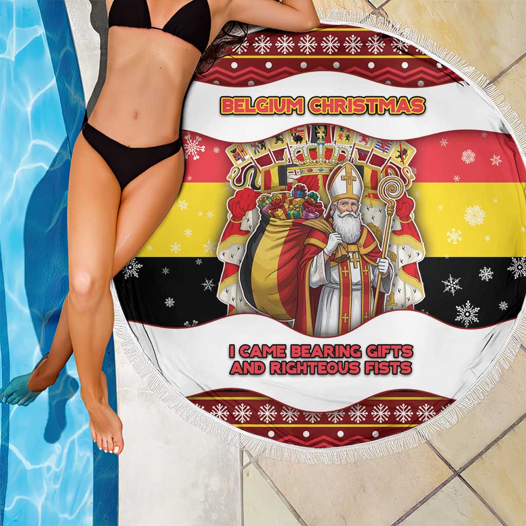 Belgium Beach Blanket Saint Nicholas With Patterns Xmas - Wonder Print Shop