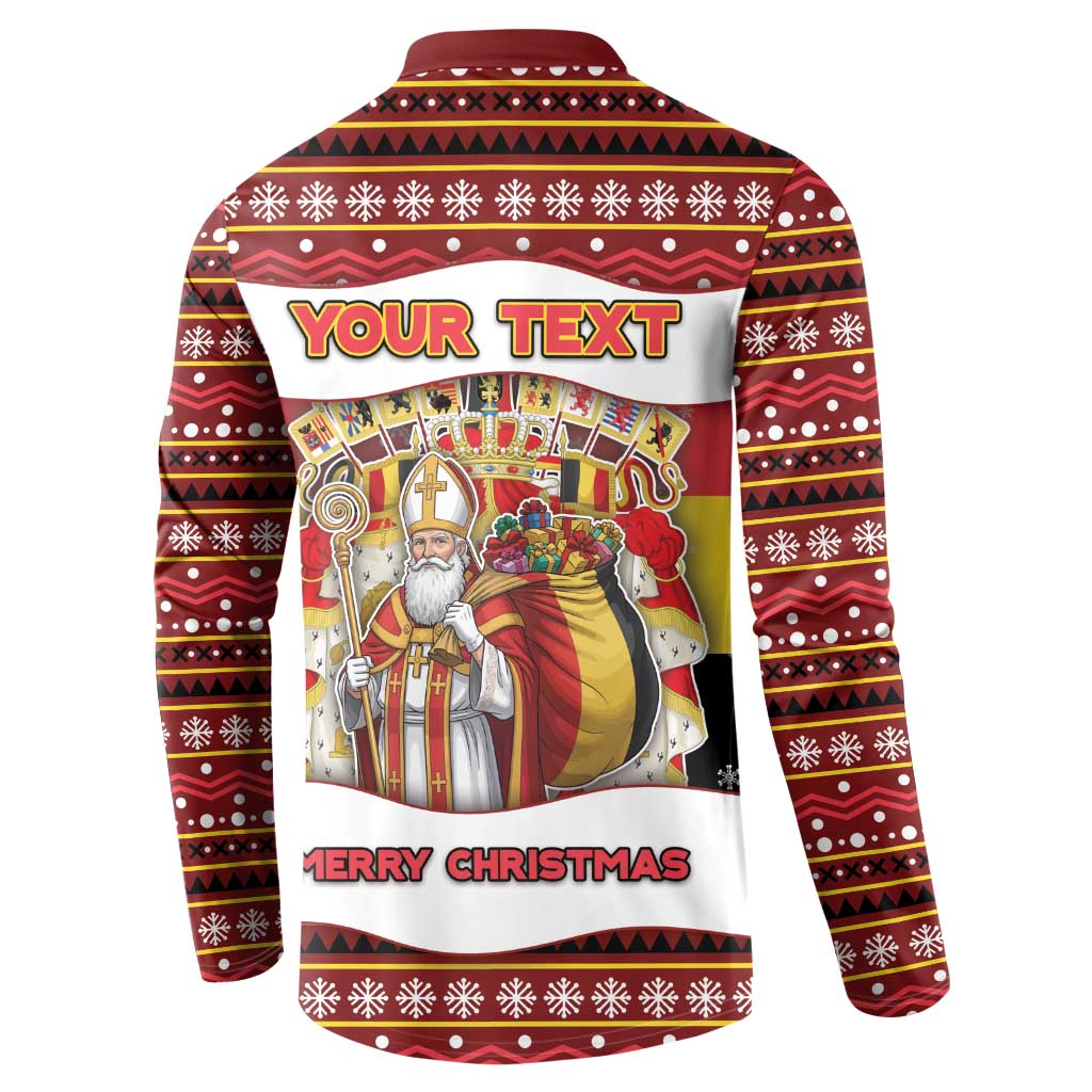 Personalized Belgium Button Sweatshirt Saint Nicholas With Patterns Xmas - Wonder Print Shop