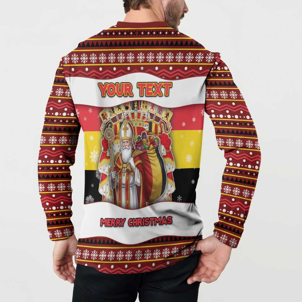 Personalized Belgium Button Sweatshirt Saint Nicholas With Patterns Xmas - Wonder Print Shop