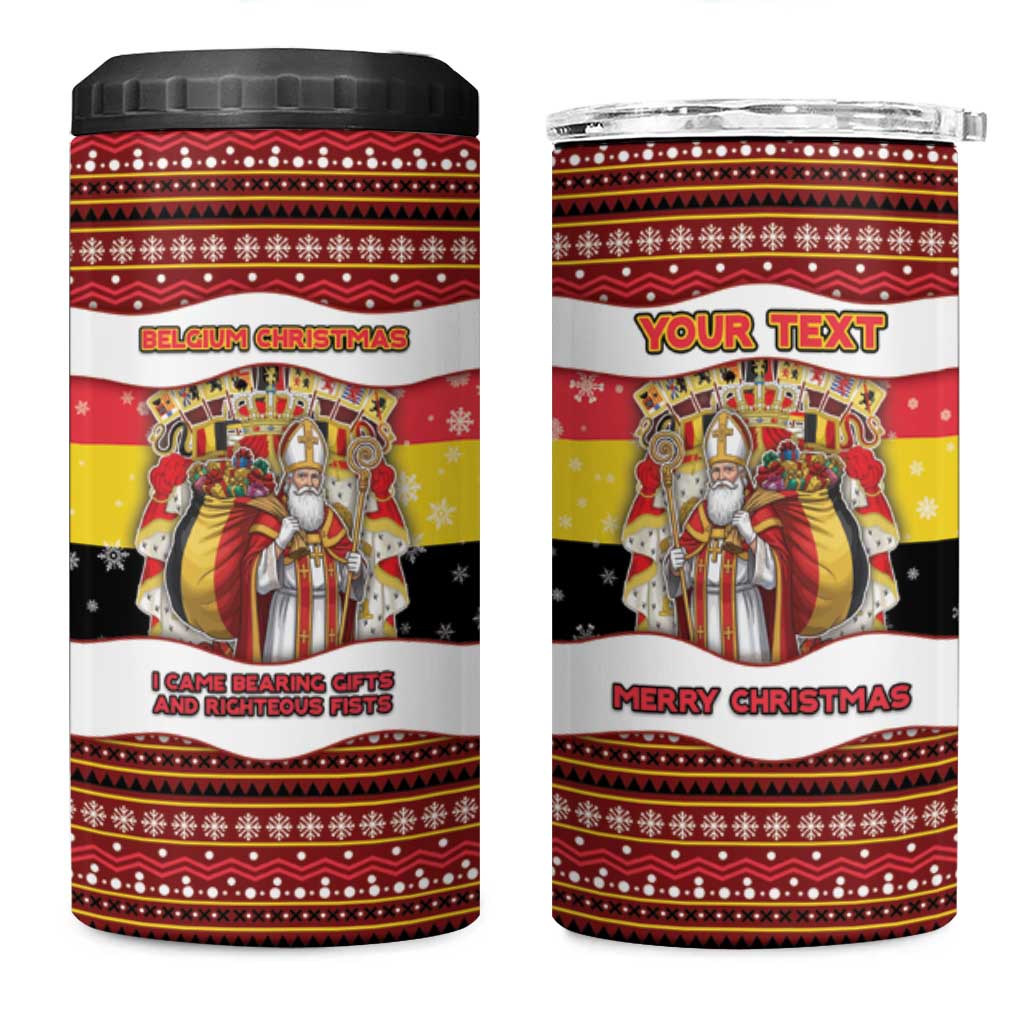 Personalized Belgium 4 in 1 Can Cooler Tumbler Saint Nicholas With Patterns Xmas - Wonder Print Shop