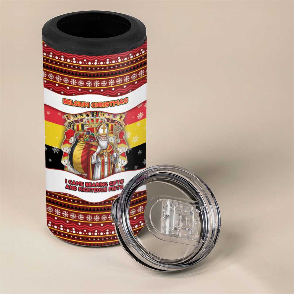 Personalized Belgium 4 in 1 Can Cooler Tumbler Saint Nicholas With Patterns Xmas - Wonder Print Shop