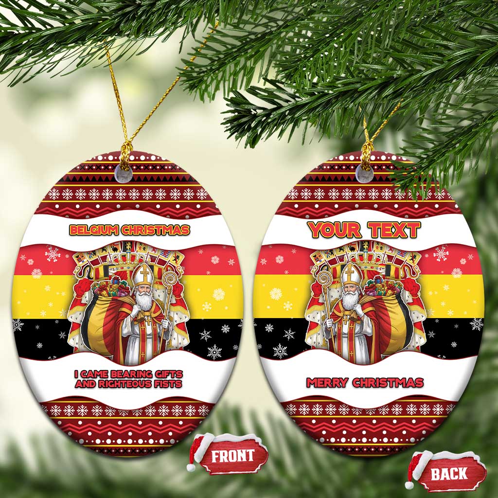 Personalized Belgium Ceramic Ornament Saint Nicholas With Patterns Xmas - Wonder Print Shop