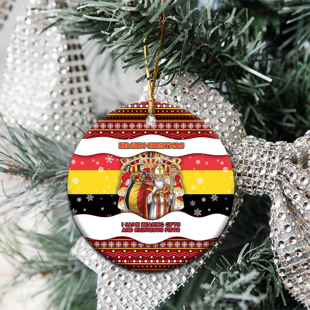 Personalized Belgium Ceramic Ornament Saint Nicholas With Patterns Xmas - Wonder Print Shop