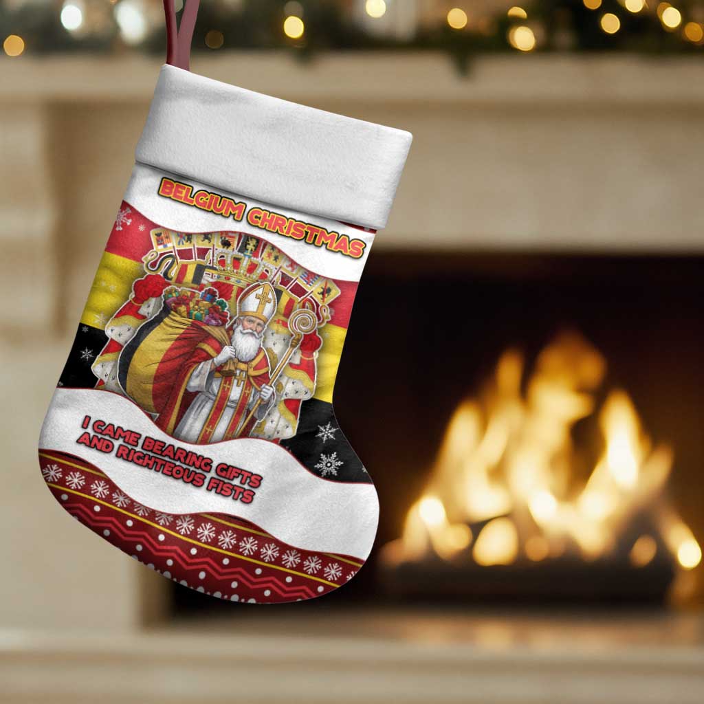 Personalized Belgium Christmas Stocking Saint Nicholas With Patterns Xmas - Wonder Print Shop