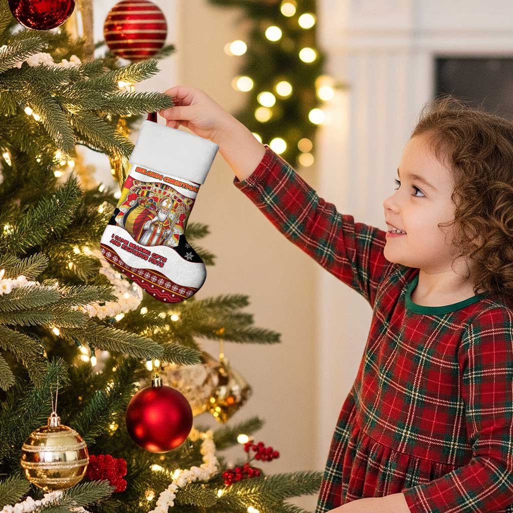 Personalized Belgium Christmas Stocking Saint Nicholas With Patterns Xmas - Wonder Print Shop