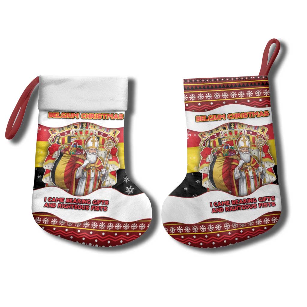 Personalized Belgium Christmas Stocking Saint Nicholas With Patterns Xmas - Wonder Print Shop