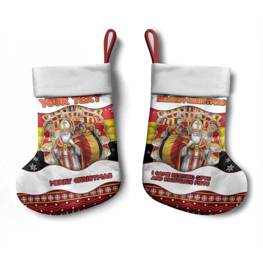 Personalized Belgium Christmas Stocking Saint Nicholas With Patterns Xmas - Wonder Print Shop