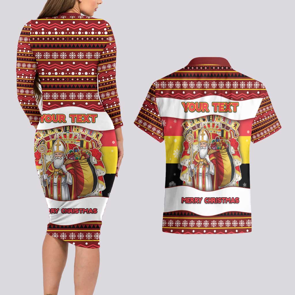 Personalized Belgium Couples Matching Long Sleeve Bodycon Dress and Hawaiian Shirt Saint Nicholas With Patterns Xmas - Wonder Print Shop